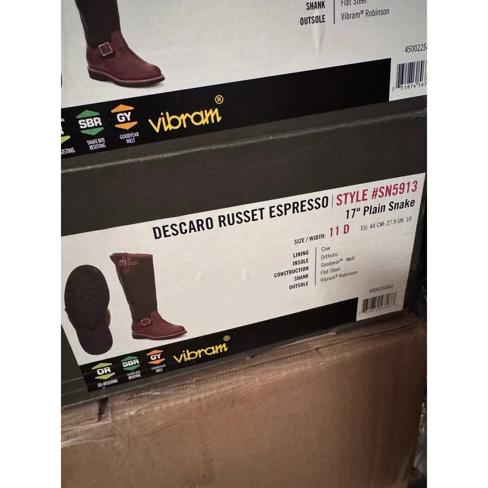 Chippewa Descaro Russet Espresso 17 Inch Snake Boots SN5913 Mens 11 D Vibram